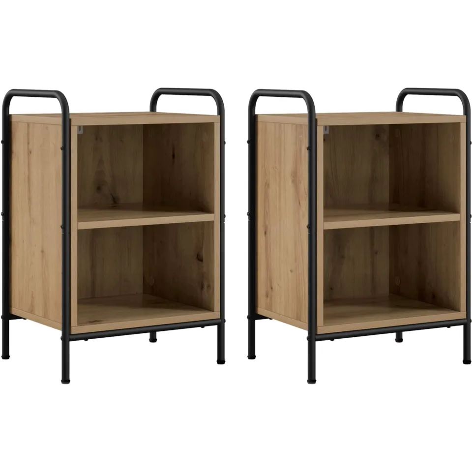 vidaXL Nachtkastje 2 st Artisanaal eiken 40 x 30 x 60 cm Bewerkt hout, foto 3