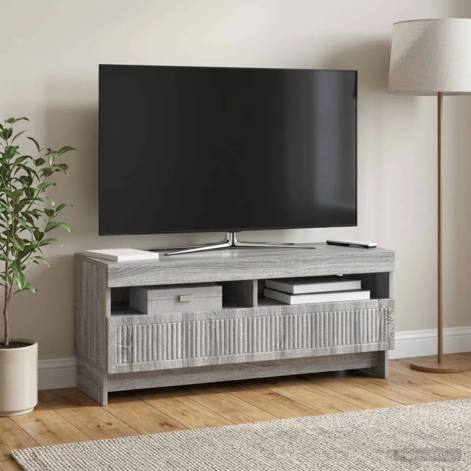 vidaXL LED tv-meubel EDE 100 x 35 x 43 cm Grijs Sonoma Bewerkt hout, foto 4