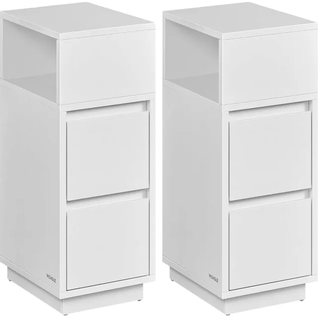 FurnStar nachtkastje set van 2 - Nachtkastjes - wit - spaanplaat en MDF - 30 cm x 25 cm x 65 cm
