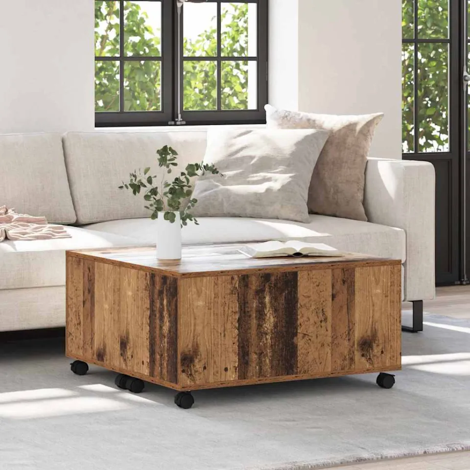 vidaXL Salontafel Oudhout 75 x 75 x 38 cm Bewerkt hout bruin, foto 4
