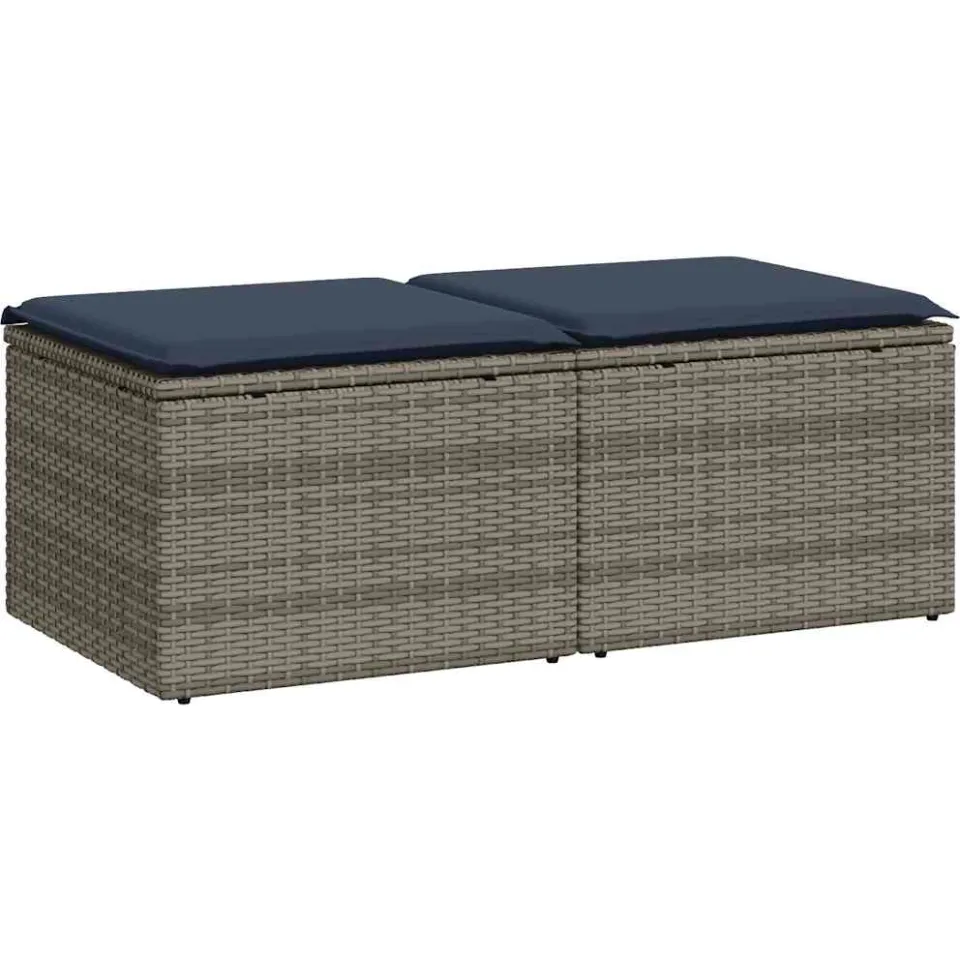 vidaXL 2-delige Loungeset met kussens poly rattan acacia grijs