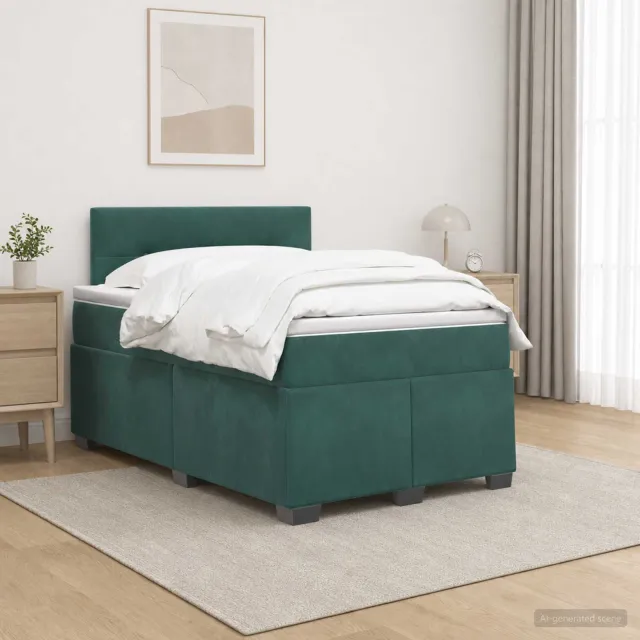 vidaXL Boxspringbed met matras Donkergroen 120 x 190 cm Fluweel