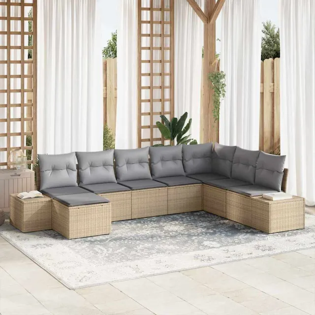 vidaXL Tuin Sofa Set 8 st Beige en Licht Grijs poly rattan
