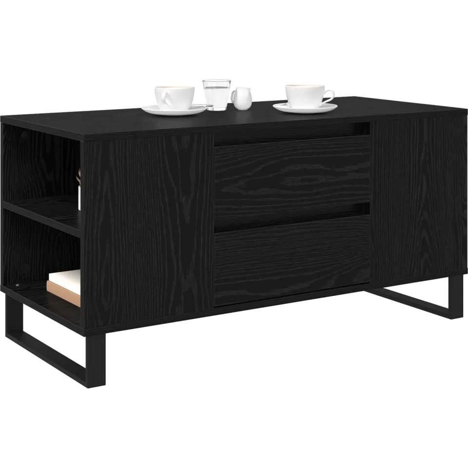 vidaXL Salontafel Zwart Eiken 102 x 44,5 x 50 cm Bewerkt hout