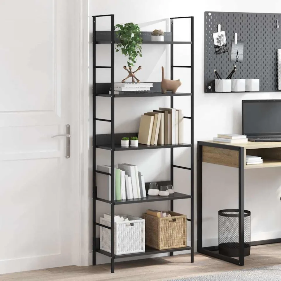 vidaXL Boekenkast met 5 schappen 60x27,6x158,5 cm bewerkt hout zwart, foto 3
