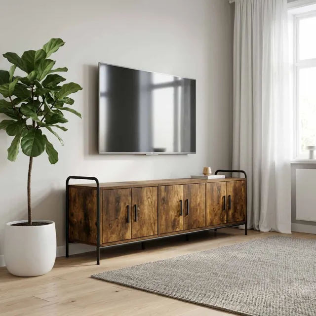 vidaXL Tv-meubel 146 x 33 x 50 cm Gerookt eiken Bewerkt hout, foto 2