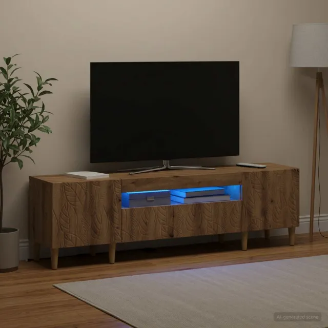 vidaXL LED tv-meubel DELFT 153 x 35 x 43 cm Artisanaal eiken, foto 2