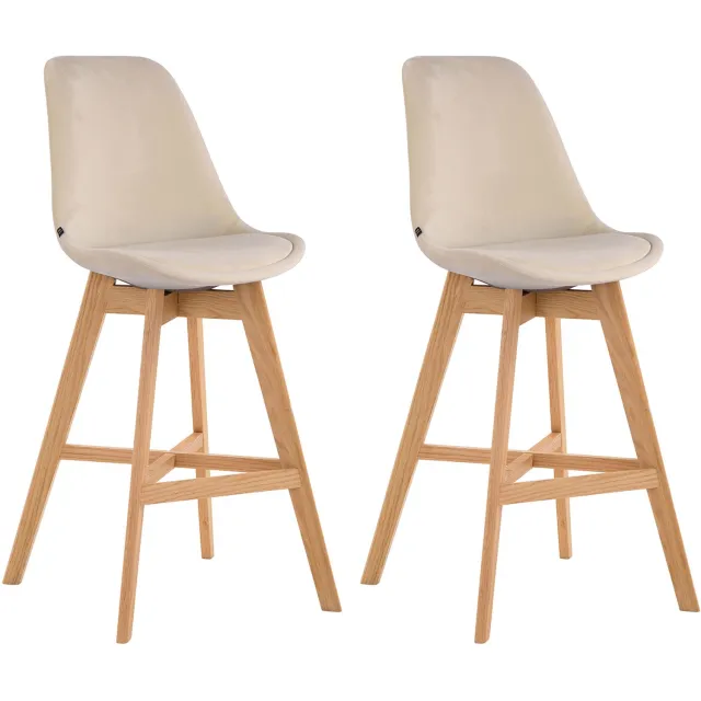 Luxe Comfort Torino 0222 barkrukken (set van 2) - fluweel - crème creme natura