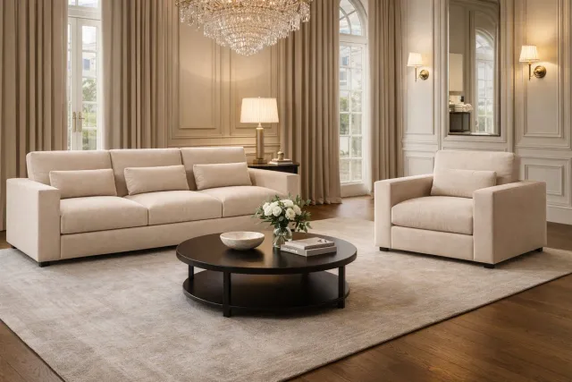 Koningstijl Aurelio Sofa – Koningstijl – Luxe Design Bank – Moderne Sofa – Comfortabele Bank voor Woonkamer Keuze uit meer dan 30+ kleuren