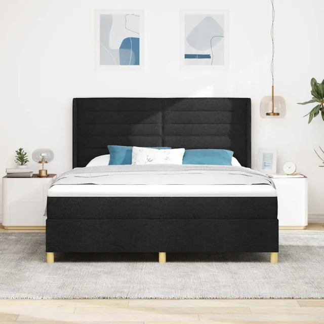 vidaXL Boxspringbed met matras met hoofdeinde Zwart 180 x 200 cm Stof