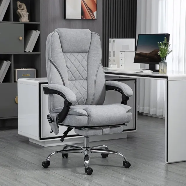 MODENUIT Bureaustoel 67 x 72 x 111-119 cm - Vibratiemassage en Verwarming - Voor Kantoor - Polyester - Grijs
