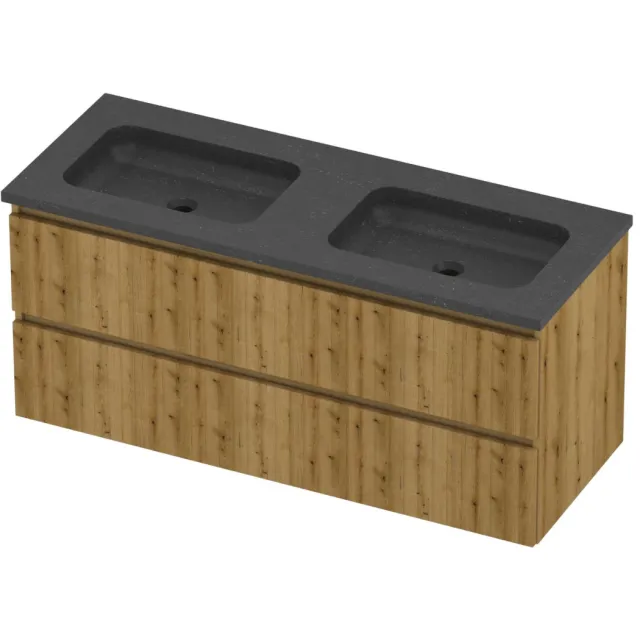 Proline Rollo Badmeubelset Hardsteen Elegant Dubbel 120x46x54 cm Blue Stone Urban Oak Eiken