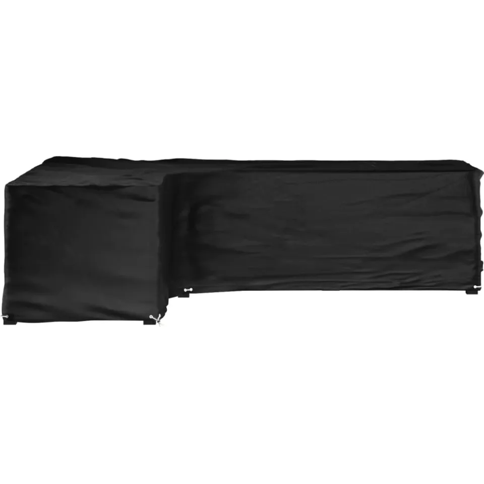 vidaXL Tuinmeubelhoezen met 16 oogjes L-vormig 210x260x80 cm zwart, foto 2