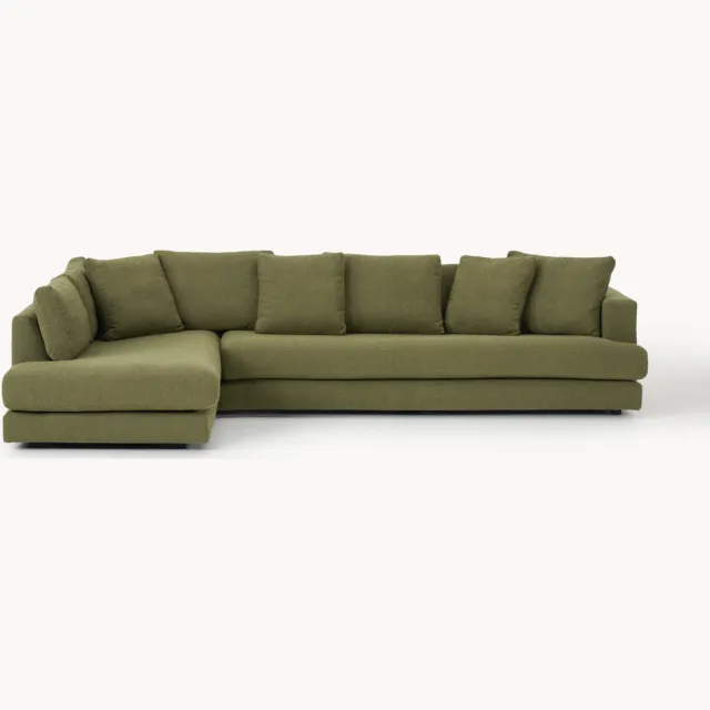 Westwing Collection Bouclé hoekbank Tribeca (4-zits) groen