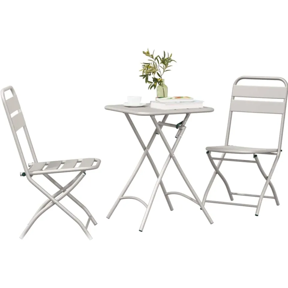 vidaXL Bistroset 3 st Beige Staal