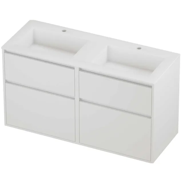 Proline Aristo Badmeubelset Polystone Elegant 4 Laden 120x46x67 cm Mat Wit Mat White