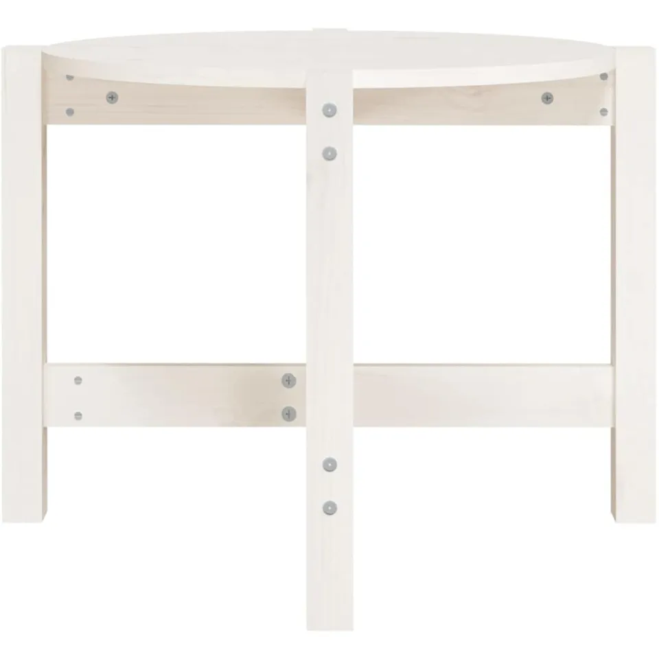 vidaXL Salontafel Ø62,5x45 cm massief grenenhout wit, foto 4