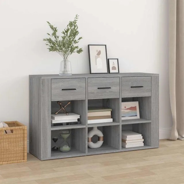 vidaXL Dressoir 100x30x59,5 cm bewerkt hout grijs sonoma eikenkleurig, foto 2