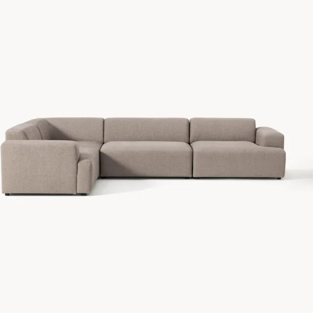 Westwing Collection Grote hoekbank Melva (4-zits) taupe