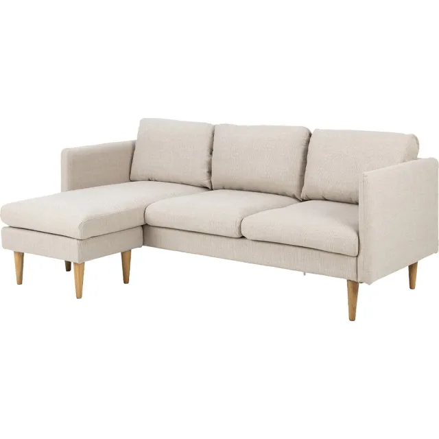 Lisomme Jelle Hoekbank Beige - Stof - met Verstelbare Chaise Longue - Links of Rechts - 2 Zits - Houten Poten
