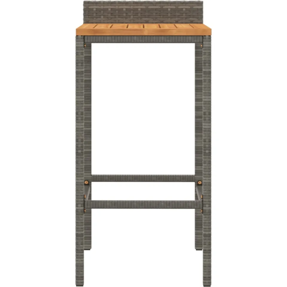 vidaXL Barkrukken 4 st poly rattan en massief acaciahout grijs, foto 4