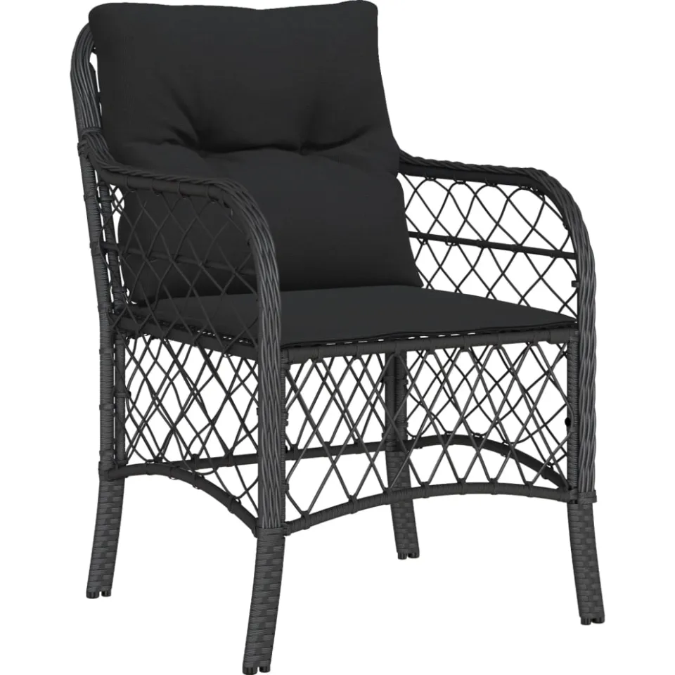 vidaXL 7-delige Tuinset met kussens poly rattan zwart