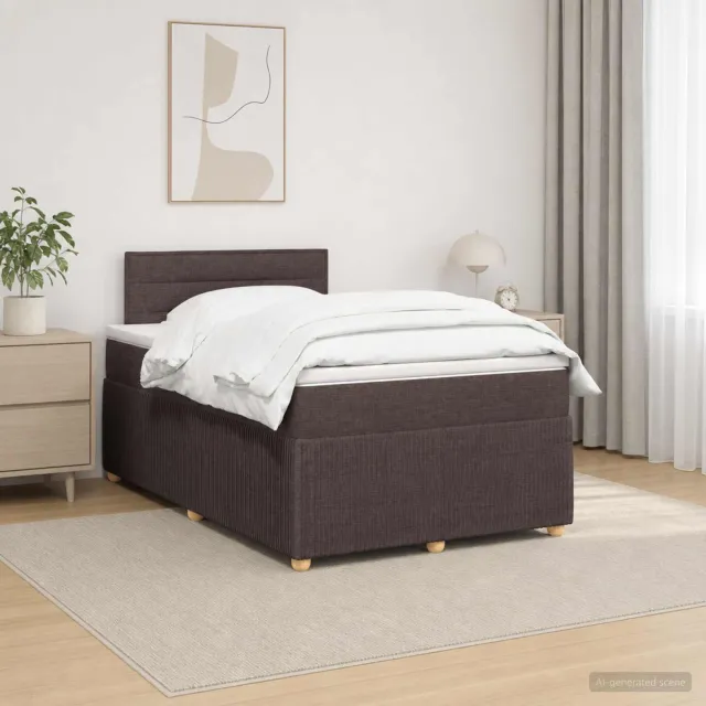 vidaXL Boxspringbed met matras Donkerbruin 120 x 200 cm Stof