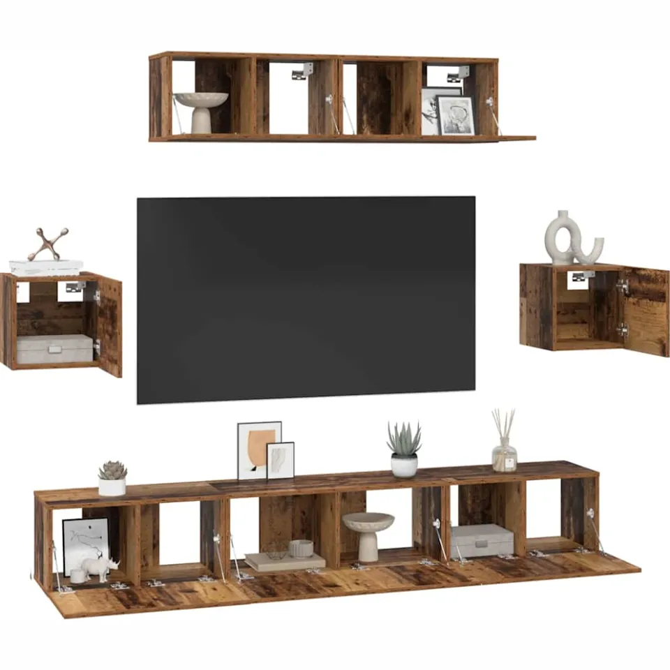 vidaXL Tv-meubelset 7 st 80 x 30 x 30 cm Oud Hout Bruin