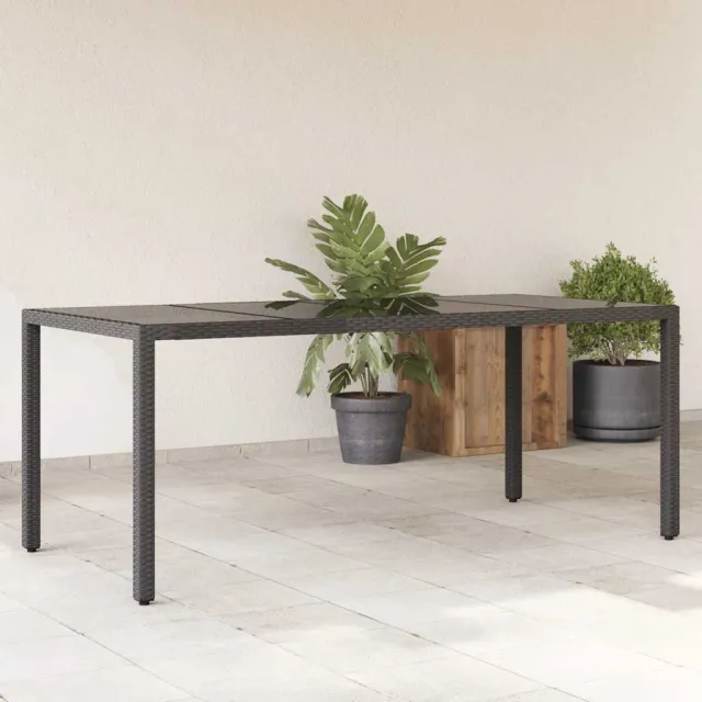 vidaXL Tuintafel met glazen blad 190x90x75 cm poly rattan zwart, foto 2