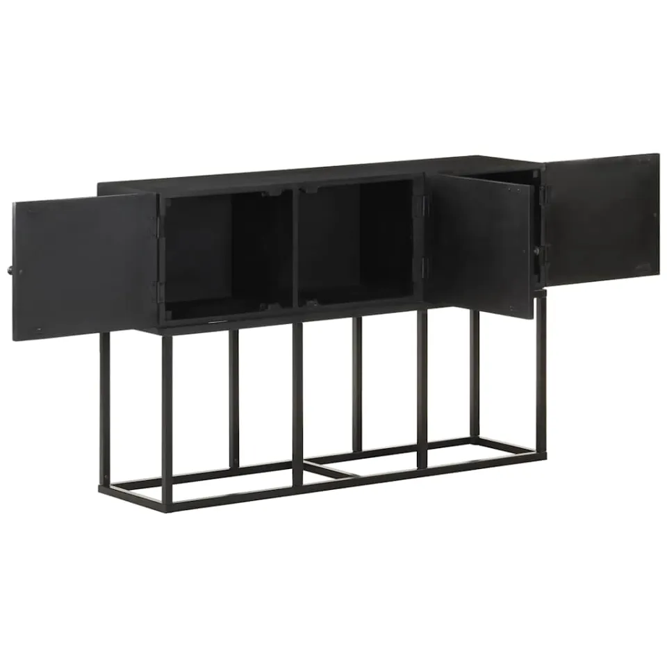 vidaXL Dressoir 115x30x76 cm massief mangohout zwart, foto 3
