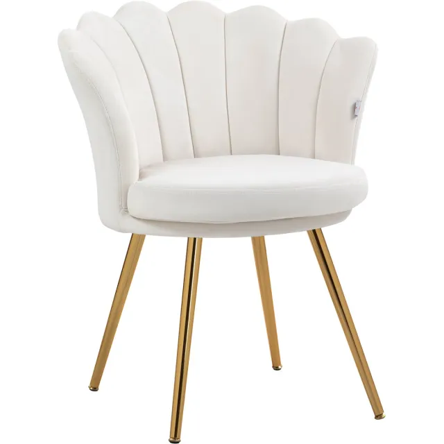Homcom Accentstoel - 100% Polyester Fluweel - 67x64x77cm - Crème