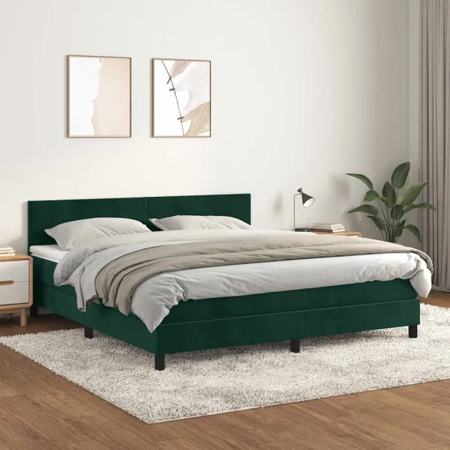 vidaXL Boxspring met matras fluweel donkergroen 160x200 cm groen