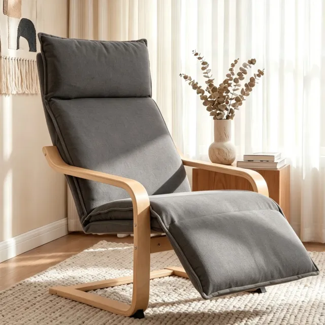 HAUSS SPOLE Fauteuil Schommelstoel Met Voetsteun – Modern Scandinavisch Design – Voor Woonkamer En Leeshoek – Stof – Donkergrijs