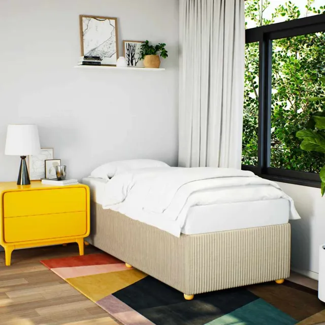 vidaXL Bedframe zonder matras 80x200 cm stof crèmekleurig