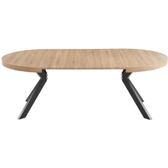 Vente-unique Set tafel KOMONI + 4 stoelen MORONI - Naturel en crèmewit Natuurlijk licht