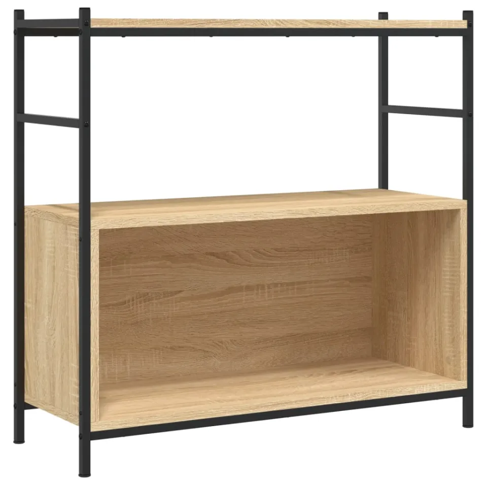 vidaXL Boekenrek 80x30x78,5 cm bewerkt hout en ijzer sonoma eikenkleur, foto 3