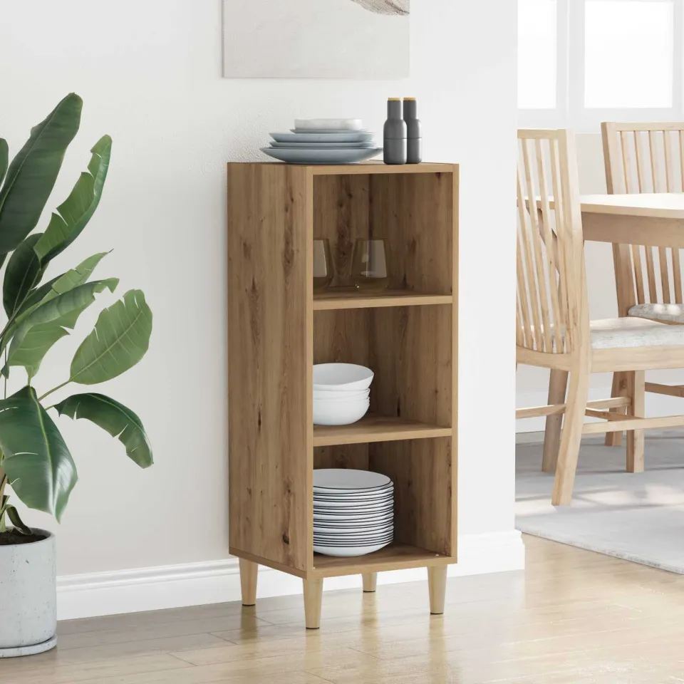 vidaXL Dressoir Artisan Eiken 34,5 x 32,5 x 90 cm Bewerkt hout, foto 3