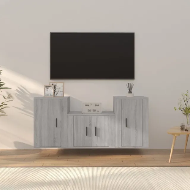 vidaXL 3-delige Tv-meubelset bewerkt hout grijs sonoma eikenkleurig, foto 2
