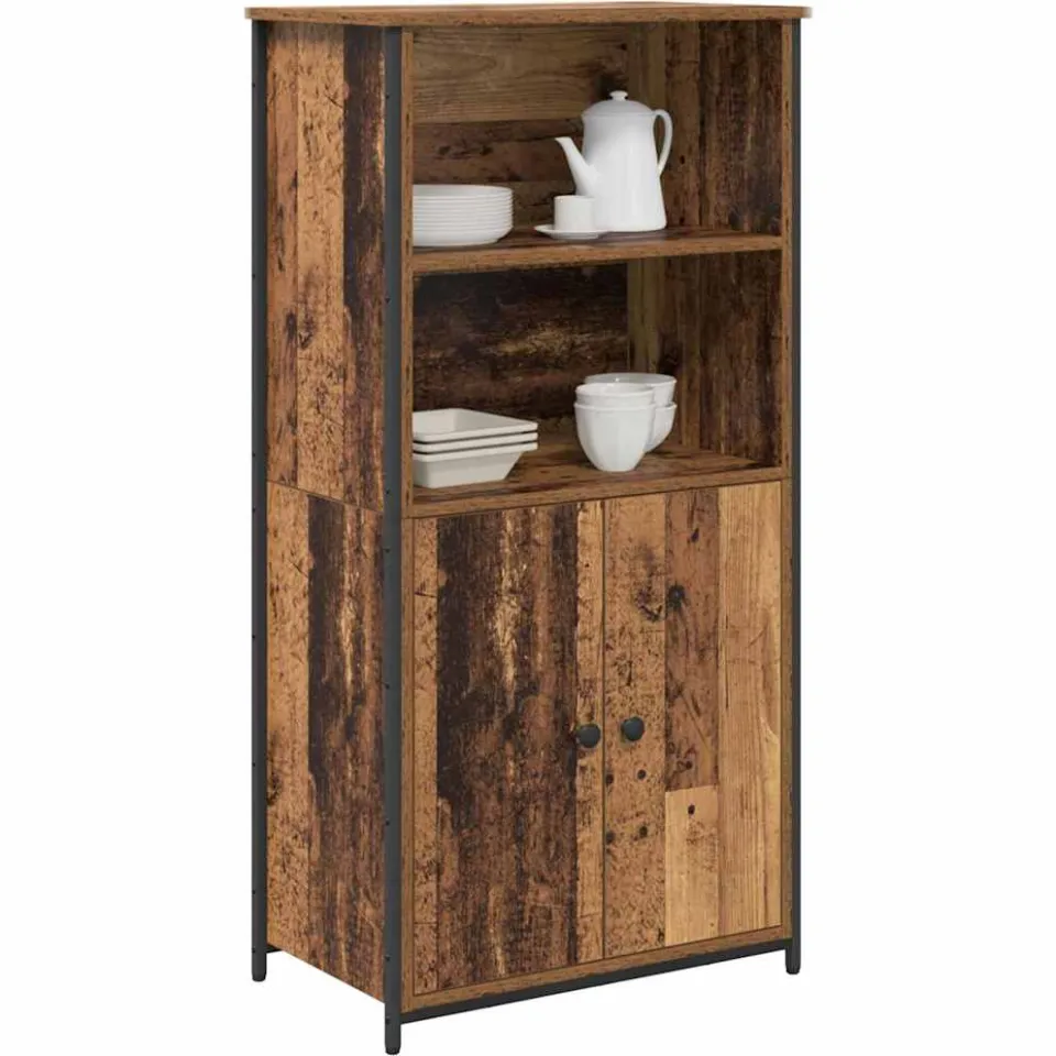 vidaXL Highboard Oud Hout 62 x 36 x 121,5 cm Bewerkt hout bruin, foto 2