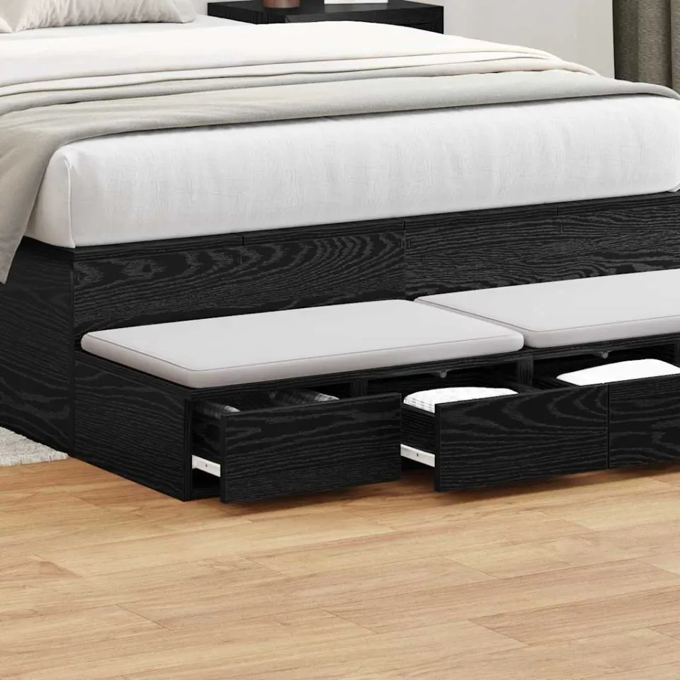 vidaXL Bedlades Zwart Eiken 120 x 36,5 x 16,5 cm Bewerkt hout, foto 3