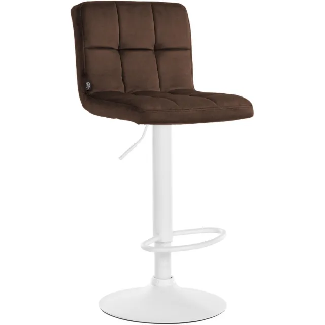 Luxe Comfort Barkruk - Verstelbaar - Fluweel - Bruin wit/bruin