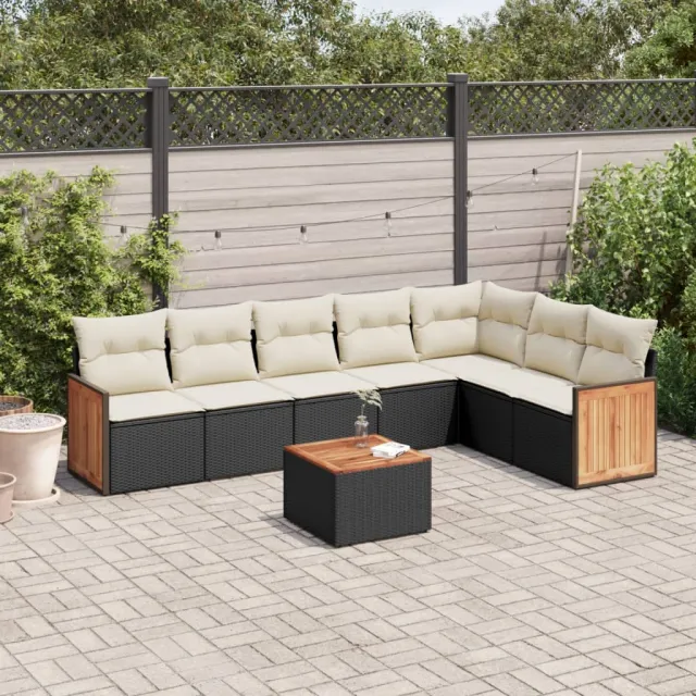vidaXL 8-delige Loungeset met kussens poly rattan zwart, foto 2