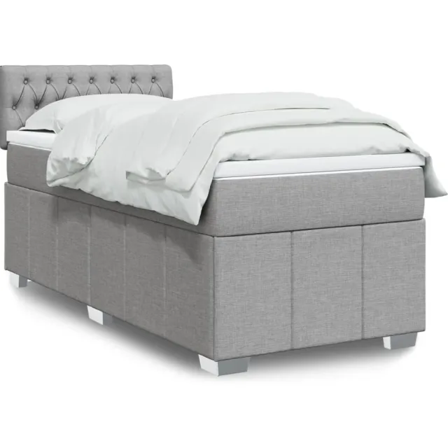 vidaXL Boxspring met matras stof lichtgrijs 100x200 cm grijs
