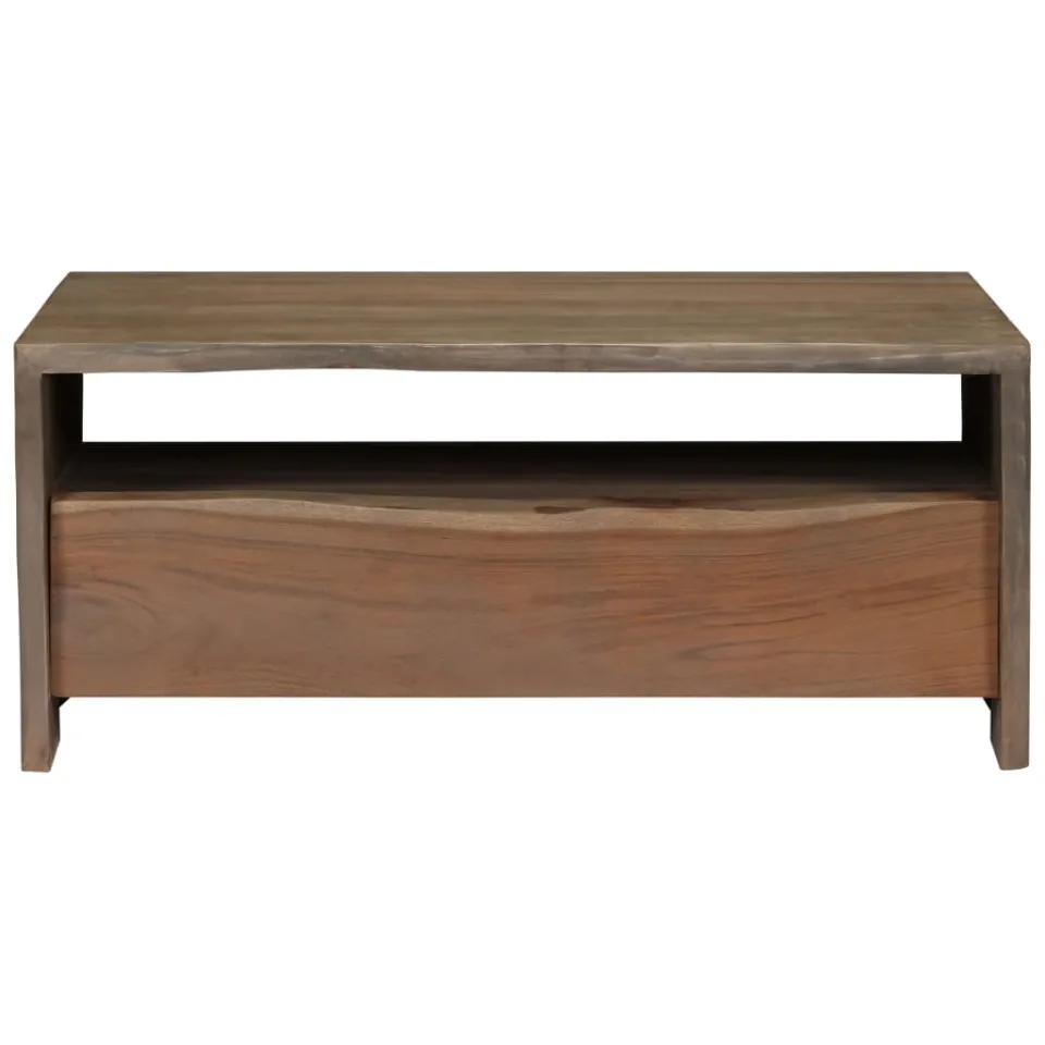 vidaXL Salontafel met natuurlijke rand 90x50x40 cm acaciahout grijs, foto 2