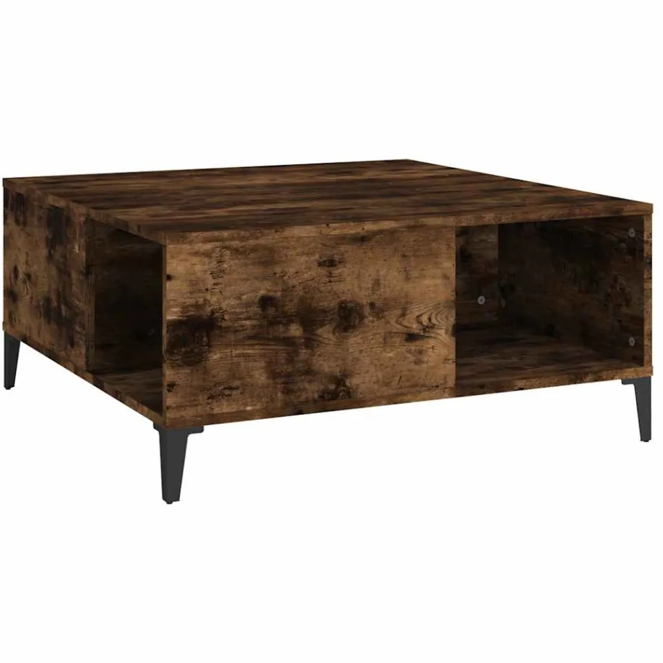 vidaXL Salontafel 80x80x36,5 cm bewerkt hout gerookt eikenkleurig Bruin