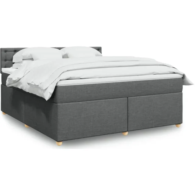 vidaXL Boxspring met matras stof donkergrijs 180x200 cm grijs