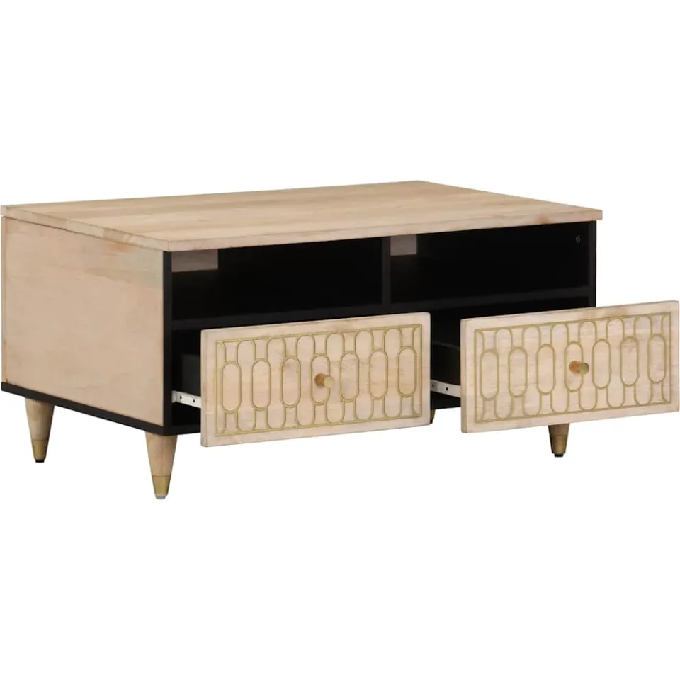 vidaXL Salontafel 80x54x40 cm massief mangohout bruin, foto 3