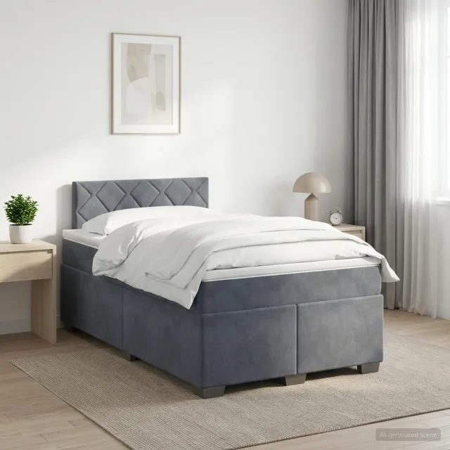 vidaXL Boxspringbed met matras Donkergrijs 120 x 190 cm Fluweel