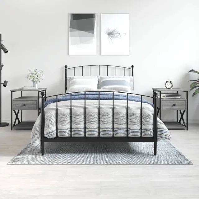 vidaXL Nachtkastjes 2 st 40x42x55 cm bewerkt hout grijs sonoma eiken, foto 2