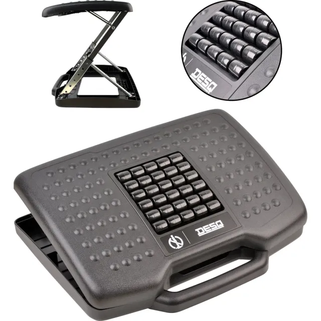 Desq Voetensteun & Voetenbank | Massage Rollers | 6 Hoogte standen | Zwart